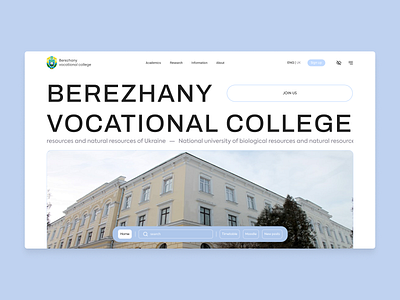 Berezhany vocational college - Redesign concept. college concept design minimal typography ui university web website