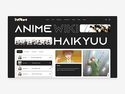 WIKI volleyball Haikyuu- Website concept. anime animevolleyball animewiki concept design haikyuu minimal typography ui volleyball web website