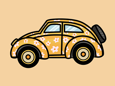 Punch Buggy car daisies daisy design floral fun graphic design punch buggy retro road trip smile sparkle throwback travel vw bug yellow