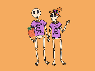That's My Boo! boyfriend couple couples cute design girlfriend graphic design halloween haunted illustration lettering logo love significant other skeleton skull spider spooky witch witch hat