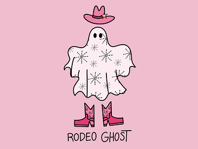 Rodeo Ghost boo cowboy cowboy boots cowboy hat cowgirl design ghost graphic design halloween haunted howdy illustration lettering nashville saloon scary spooky texas wild west