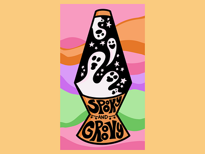 Spooky & Groovy Lava Lamp 60s 70s branding celestial design ghost ghosts graphic design halloween haunted illustration lava lava lamp lettering retro spooky stars throwback