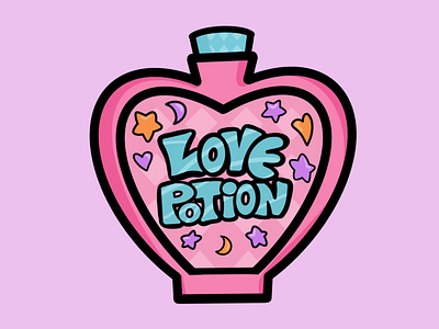 Love Potion design girl power girly graphic design halloween haunted illustration lettering love love potion magic pink potion spell spooky witch
