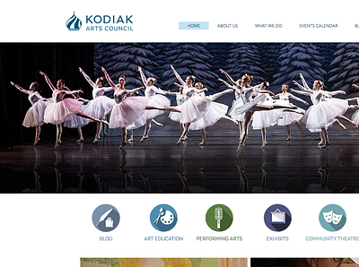 NEW Kodiak Arts Council Website branding color palette icon design logodesign navigation rebranding webdesign