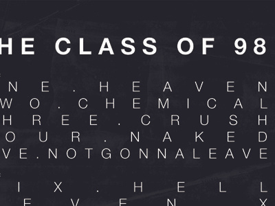 The Class of 98 Album Packaging // HEAVEN album record the class of 98 typography