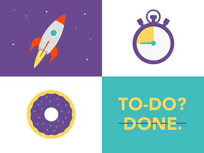 Productivity checklist design donut productivity purple rocket space time todo vector
