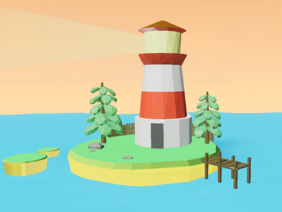 Lighthouse 3d island lighthouse low poly wip