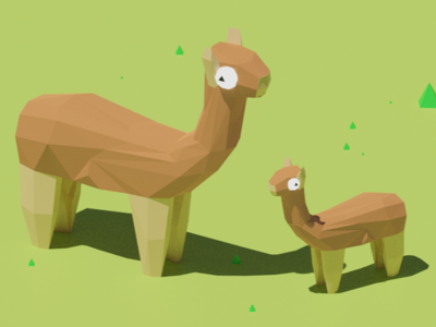 Llamas! design concept pastel simple low poly alpaca llama animal blender 3d