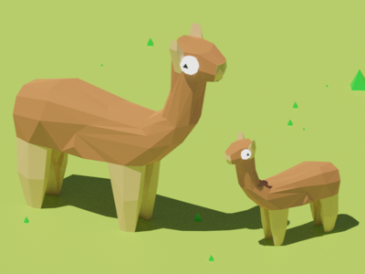 Llamas! 3d alpaca animal blender concept design llama low poly pastel simple