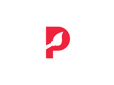 P + Paintbrush Logo Design branding design flat graphic design illustrator logo minimal vector