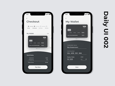 Credit Card Checkout app blackwhite checkout creditcard dailyui dailyuichallenge day002 design mobile app ui uiinspiration uitrends ux