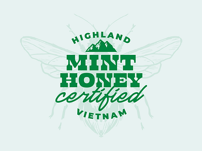 Highland Mint Honey bee branding food green highland honey illustration logo mint package design packaging vectorart