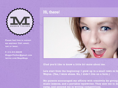 About maggie tielker portfolio purple web design