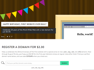 Happy Birthday to the First Website! domain illustration promo ui web