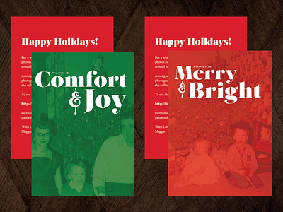 Family Holiday Cards 1 card christmas green holiday postcard print red type typography
