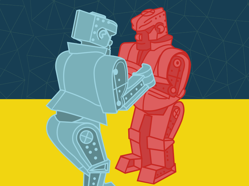 Rockem Sockem fight fighting fighting robots illustration red and blue robots robots rockem sockem toy