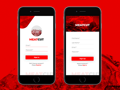 Meatcut Sign In-Sign Up black meat meatcut mobile red sign in sign up ui ux