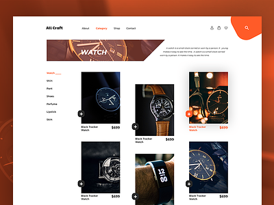 Category Page Design category clean design modern product ui ux watch web