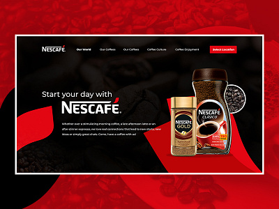Nescafe Header Design corporate design gold header nescafe product red simple typography ui ux web