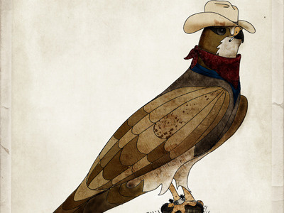 Samuel cowboy hat hawk illustration