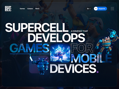 Concept main screen Supercell design game gamedesign typogaphy ui uiux ux web webdesign website