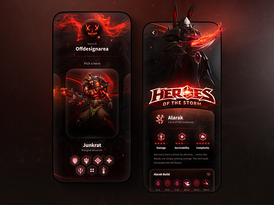 HOTS Builds App app design cs design dota dota2 game game app games games app hots illustration logo lol mobile mobile app mobile app design mobile game ui uiux ux