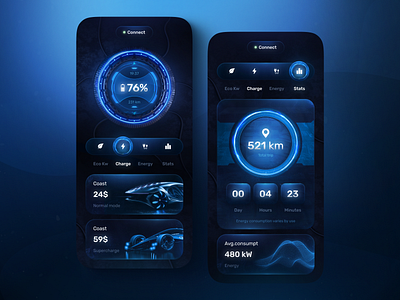 Electric car charger app concept