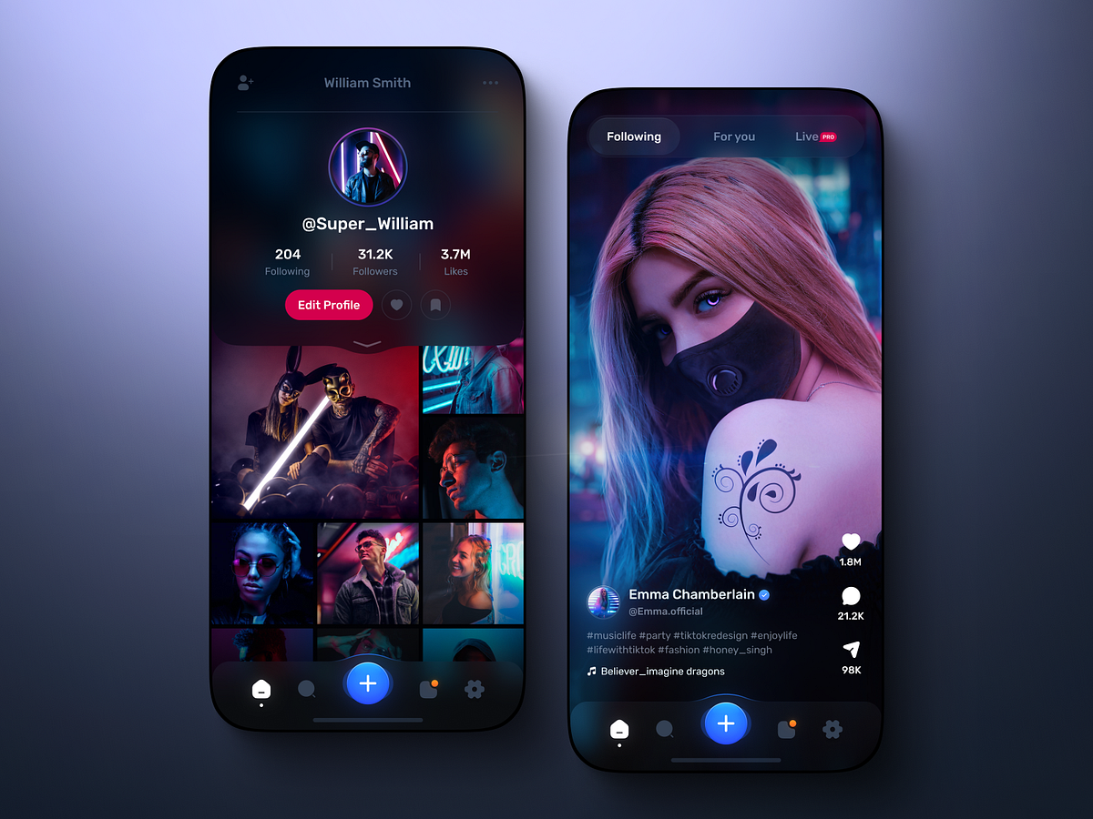 Social Video App - Dark Version by Offdesignarea on Dribbble