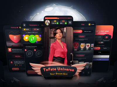 ToFate App app design badoo dark ui dating game games love mobile mobile app mobile app design simulator tinder ui uiux ux