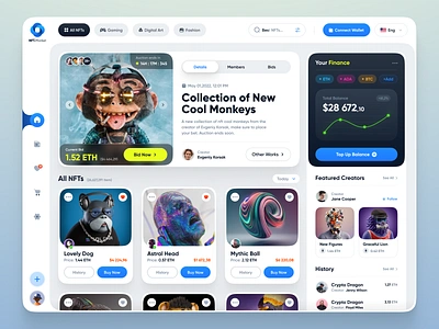 NFT Dashboard 3d app design bitcoin btc clean dashboard eth etherium mobile mobile app mobile app design nft ui uiux ux