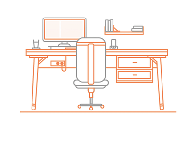 Desk Monoline Illustration