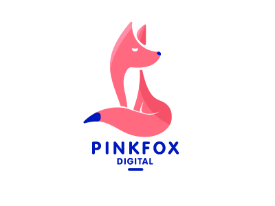Pink Fox logo blue design digital fox illustration logo pink
