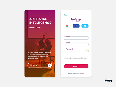 Sign Up Screen - A.I. Event #DailyUI