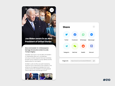 Social Share - News #DailyUI app card dailyui dailyuichallenge design flat graphic design minimal news share share button social share social share button ui ux