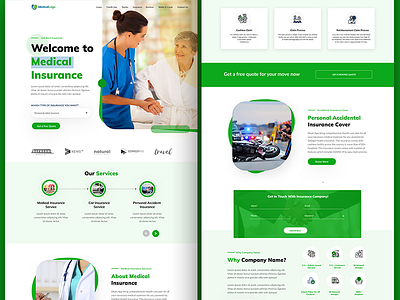 Medical Insurance Website Design design flat illustrator ui ux vector web website