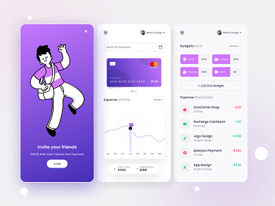 Wallet Design App Concept 💎 app application clean clean app credit card expanses finance gradient interfrace manager minimal mobile bank mobile banking app money app paym payment transition ui ux wallet