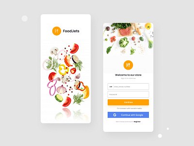 Food Login & Onboarding Screen app app design app development application best best shot clean color food login login design login screen onboarding onboarding screen popular screen soft ui uidesign ux