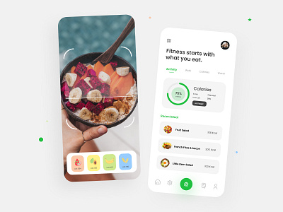 Calorie Counter App Design app design app development calories camera counter figma fitness food green ios ios app mobile mobile design scan smartdesign ui ux web design website development