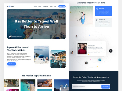 SkyTravel Landing Page agency app design app development booking concept contact us explore figma home page landingpage minimal popular short smartdesign travel travel app traveling trip webdesign website