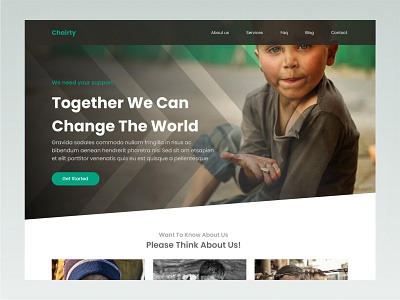 Charity - Landing Page Design 2021 charity clean color contactus design donate donation figma landing page smartdesign ui design uiux web design web development web page