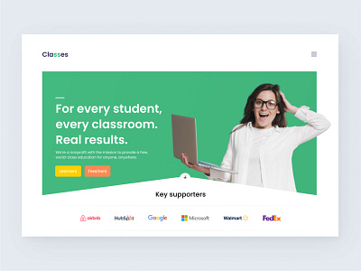 Classes- Educational Web Design clean color courses design e lerning education educational figma home page landing page minimal online online class online courses online education smartdesign ui web design web development web ui