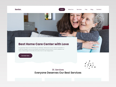 Senior Care - Home Page clean contact us design elder elderly figma landing page landing page design smartdesign soft color ui web web development web page website website design