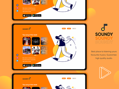 Soundy Web Design adobe xd design figma music music player ui webdesign