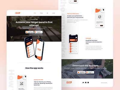 IELTS7BAND Website app band score dashboard dashboard ui elearning ielts minimal onboarding screen skills splashscreen tracking website design