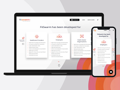 FitSwarm Benefits Screen contact us landing page login uiuxdesigner user list users website concept website design