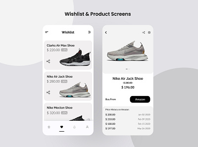 Wishlist – Amazon Wishlist Price Tracker App amazon app design ecommerce app price tracker shoes uiux design visual design