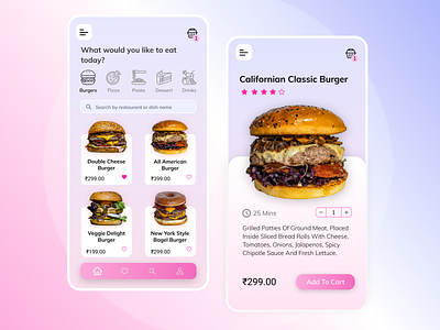 Glass morphism food app ui