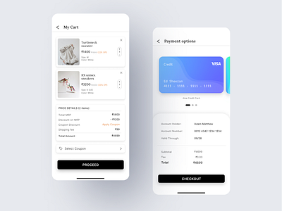 Credit cart checkout ui screens. 100dayuichallenge dailyui dailyui002 product design ui ui design uiux uiuxdesign