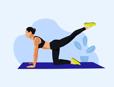 Workout Woman Illustration - Stay Safe & Healthy coronavirus covid 19 illustraion india safe trending woman workout