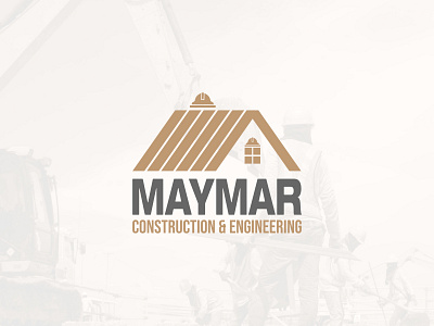 MAYMAR cement construction design engineering flat graphic design grey hard hat helmet home house logo logo design pictorial windows wordmark